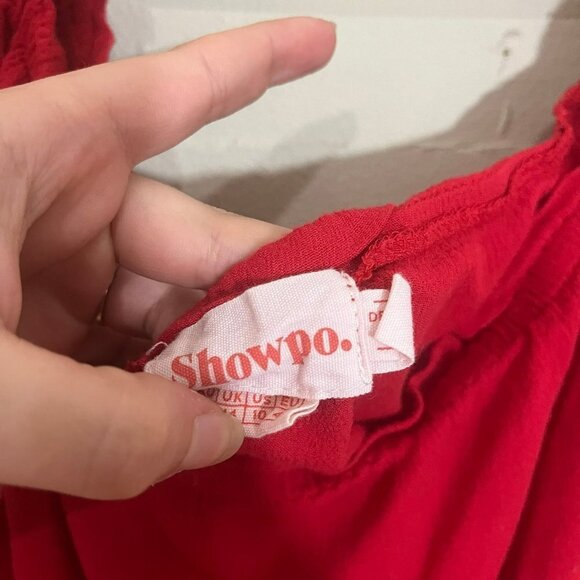 Showpo Red Off The Shoulder Crop Top SZ 10 - Picture 3 of 5